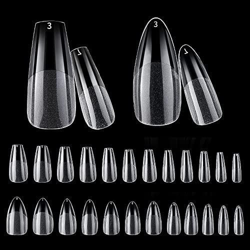 INTOBAS 240 Pièces American Nail Caps, False Nails Almond & Ballerina Short, Gel Capsule x American Pose, 20 Sizes Faux Ongles Full Coverage