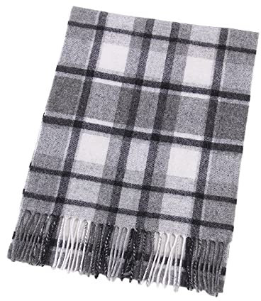 HGJH Schal Damen,Winterschals Grau Weiß Weicher Warmer Schal Dicke Decke Wollgitter Quaste Modeschal Langer Großer Winterschal Trendige Stola-Schals Für Frauen Mädchen