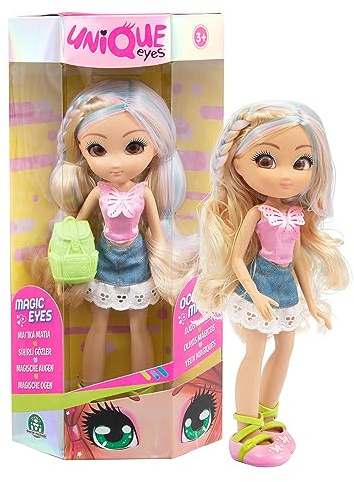 Giochi Preziosi, Unique Eyes Bambola Fashion Doll Rebecca, Bambola Bambina dai 3 Anni, le Uniche Bambole che ti Seguono con lo Sguardo, Accessori Moda e Zainetto Colorato