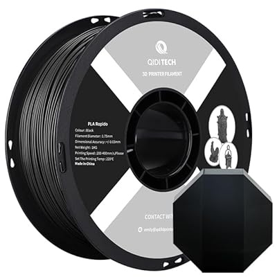 R QIDI TECHNOLOGY PLA Filament 1.75mm, 3D Printer Filament PLA Rapido, Suitable for High Speed Printing, 3D Printing Filament Fit Most FDM 3D Printers, 1 KG Spool (2.2lbs), Black