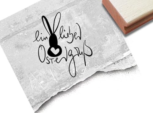 Stempel Ein lieber Ostergruß mit Hase - Osterstempel Grüße zu Ostern Karten Geschenkanhänger Basteln Osterdeko Tischdeko Scrapbook - zAcheR-fineT (groß ca. 43 x 49 mm)