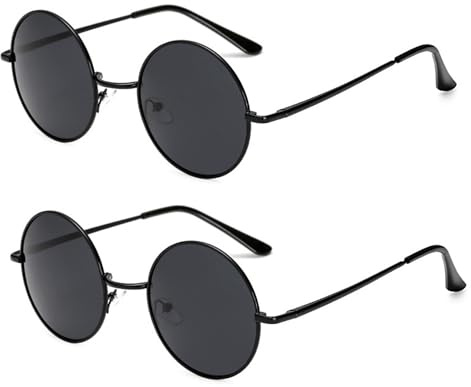 FIBOUND Vintage Polarisierte Sonnenbrille, Metallrahmen, Runde, Übergroße Klassische Sonnenbrille, UV400 Schutz, Hippie Brille für Frauen und Männer