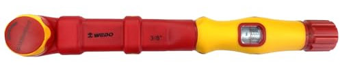 WEDO Clé dynamométrique isolée de 3/8, 10 à 50 newton/mètre, longueur 285 mm, marquages haute visibilité pour des lectures faciles, poignée isolée 1000 V, IEC 60900
