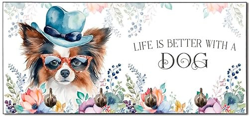 Cadouri Design-Hundegarderobe mit Papillon - Leinenhalterung für Halsband, Leine & Geschirr - originelles Geschenk für Hundebesitzer - handgefertigt