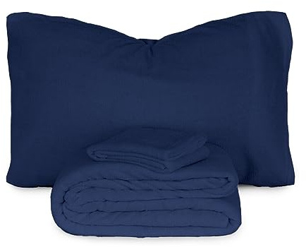 Morbidissimi Set Lenzuola Completo Letto in Pile Coral Tinta Unita, Termico, Morbido, Caldo per Letto Matrimoniale Blu