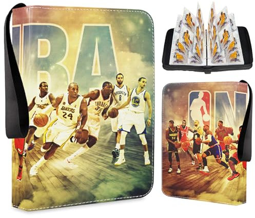 HazyZany Album per carte da basket, album da collezione, compatibile con vari tipi di carte sportive, capacità 50 pagine, in poliuretano, con cerniera, per carte di credito