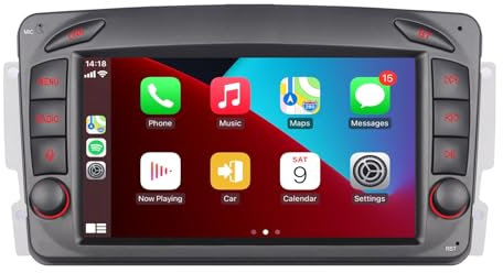 Radio de Coche Compatible con inalámbrico Carplay/Android Auto para Mercedes Benz CLK W168 W203 W209 W639 Vaneo W463 C208 W208 W170 con Pantalla táctil IPS/Bluetooth/Mirror Link/FM/Am/USB