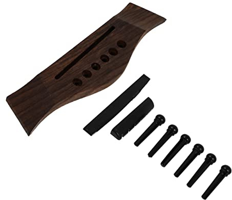 JOINPAYA Gitarrensteg Sattel Und Mutter Brücke Pin Gitarrenteile Reparaturzubehör Holz Und Kunststoff Gitarrenstegstifte Saitennägel Kit