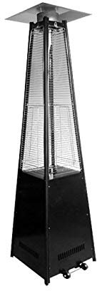 Pyramid Chauffage au gaz de terrasse, chauffage au propane sur pied avec roues et tube en verre de quartz pour intérieur et extérieur, noir