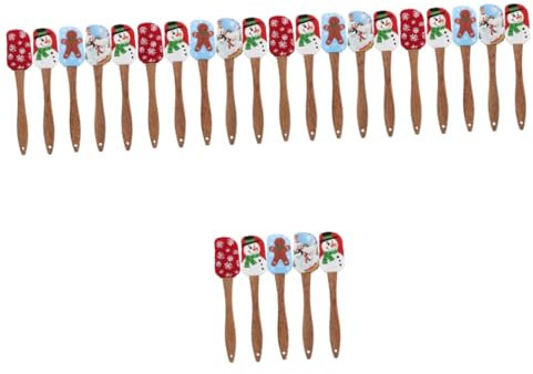 Garneck 25 Pièces Spatule à crème en silicone outil de cuisson spatule raclettes de ménage gadget cuisine kitchen gadget fournitures de cuisson spatule à beurre grattoir à gâteau bois