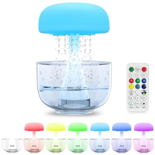 Boddceto Cloud Rain Humidifier Water Drip, Cloud Rain Aromatherapy Essential Oil Diffuser Mushroom Rain Cloud Humidifier with 7 Colors LED Light for Home Office