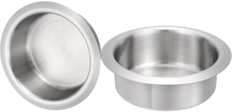 sourcing map 2 Pcs 201 Stainless Steel Drop-in Cup, 1.38 x 4.2 Drink Can Holder Poker Table Cup Holder Insert for Sofa Boat Car Marine, Silver
