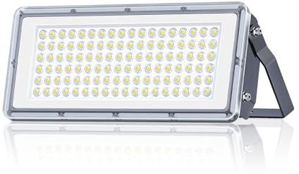 LAMLAMCK 100W Focos LED Exterior - 10000LM Superbrillante Proyector LED Exterior con Transformador, Floodlight Blanco Frío 7000k, IP67 Impermeable Luz Exterior para Garaje, Patio, Estadio, Fábrica