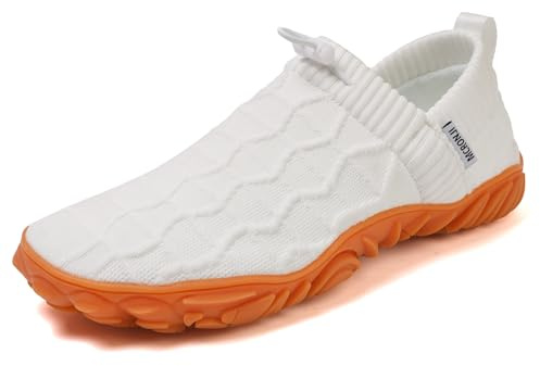 MCRONJI Barefoot Water Shoes, Minimalist Running Sneakers, Beach Outdoor Shoes, Men and Women White