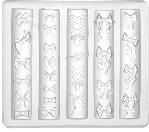 lasuroa Molde Arte Uñas Lazo, Plantilla Tallado Molde para Arte Uñas con Lazo Transparente Silicona 3D Adecuado para Proyectos de Manualidades Decoración Artística con la Punta de los Dedos Damas