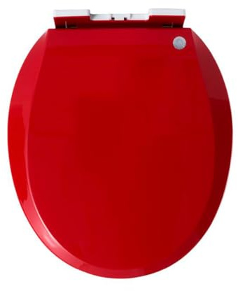 Brigtviee WC-Sitz Toilettensitz mit Absenkautomatik, Toilettendeckel aus PP, Softclose Klodeckel, O-Form WC Deckel mit Schnellverschluss, Leicht zu Reinigen, Toilettenbrille,Rot,36x41cm