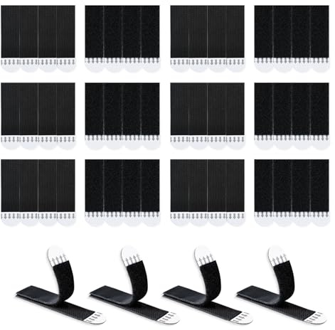 LLPT Kraftiga tavelhängningsremsor avtagbara | 24 par (48 remsor) | Liten 15 x 50 mm | Bildhängare utan naglar | avtagbara självhäftande remsor | för väggaffischer foton (SB15524) | svart