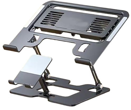 DIEKE 2 In 1 Metal Adjustable Phone & Laptop Stand Foldable Bracket For Laptop Desktop Holder Heat Dissipation Accessories Phone Cooling Stand