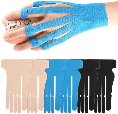 XFSRG 12 Stück Kinesiologie Tape Vorgeschnitten Physio Tape Sport Precut Kinesiotapes Muskelpatch Fingerverband Kinesiology Tapes für Schützt Finger und Handgelenke (Mehrfarbig)