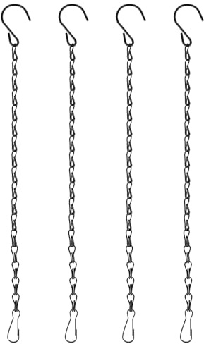 Teaaha 33cm Kette zum Aufhängen 4 Stück Blumenampel Ketten mit Haken Metallkette Hängend Blumentopfkette Kette Schwarz für Außen Blumentöpfe Vogelfutterspender Windspiele Dekorationen Hängepflanztopf