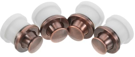 LOORGVEL Tiradores de Cajón Empotrados Invisibles Resorte, 4 Piezas, Acabado Rojo Antiguo, Manijas Ocultas Redondas para Puertas y Armarios Tatami, Ideales para Cocina, Oficina y