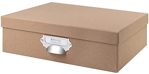 Rössler 1343452620 – S.O.H.O. Förvaringslåda med handtag och skrivbar insticksskylt, kraft, 337 x 105 x 255 mm, 1 st