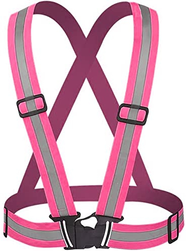 Comidox Reflective Vest with Hi Vis Bands, Fully Adjustable & Multi-Purpose: Running, Cycling, Motorcycle Safety, Dog Walking - High Visibility Pink 1PCS
