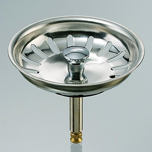 Passoire panier universel 3,5 pouces (Ø80 mm), pour évier lavabo avec télécommande/Acier inoxydable Passoire panier, utilisation lavabo, évier, chrome, Ø 8 x 48–69 mm