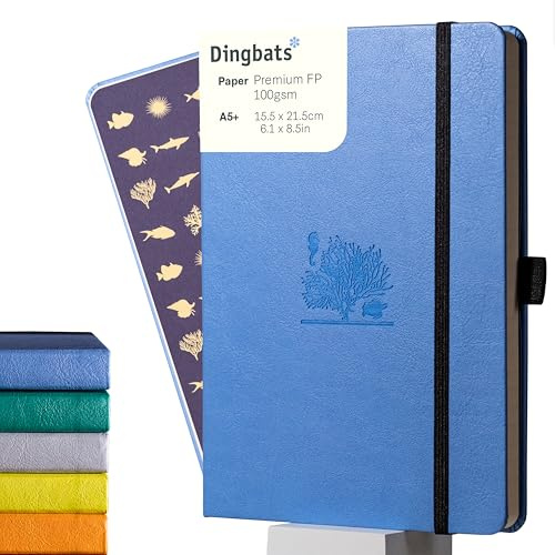 Dingbats* - Earth Carnet de Notes A5 Pointillé - Moyen, Couverture Rigide, Journal en Cuir PU - Fermeture élastique, Porte-stylo, Marque-page