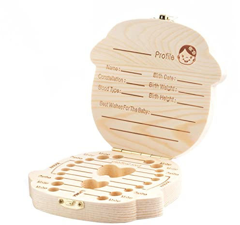 InnovaGoods - Baby Erinnerungsbox, Speichert Milchzähne, Nabelschnur, Lanugo, Kiefernholz, Kompakt, Leicht, Ideal als Geschenk, Klassisch, Kunststoff