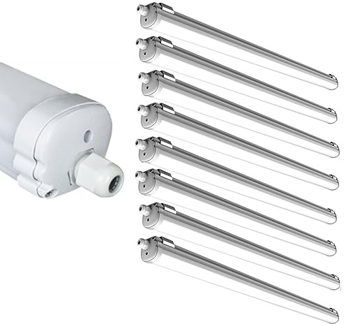 pureled 36W LED Feuchtraumleuchte IP65 120cm Wannenleuchte Kaltlweiß 6000K Werkstatt Garage Keller (8er Set)