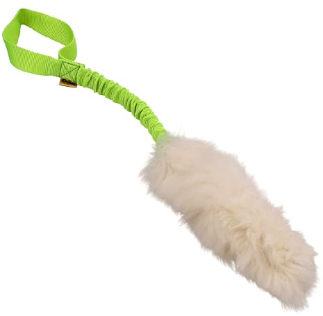 Dingo Hundespielzeug Schaf Pelz Naturfell Grün Griff | Bungee-Griff, Agility, Apporte, Zerrspielzeug, 15581