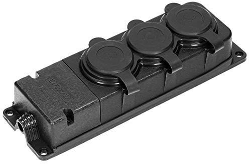 ORNO Taller Enchufe Exterior Estanco 3 Enchufes Schuko IP44 230V 16A Resistente a Los Impactos, No Combustible
