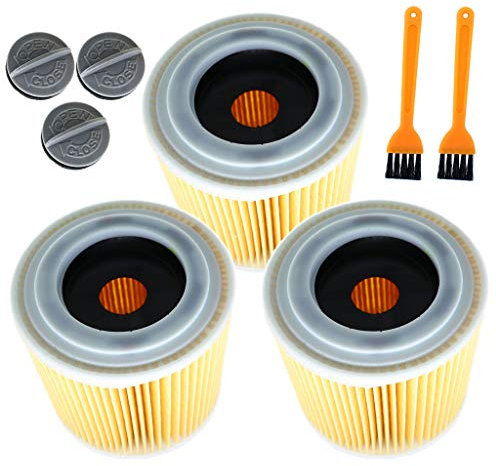 HURI 3x Patronenfilter Patronen Filter für Kärcher WD3 Premium WD2 WD3 WD 3 MV3 WD 3 P Extension KIT WD 2500 M, WD 3200 AF Staubsauger ersetzt 6.414-552.0, 6.414-772.0, 6.414-547.0