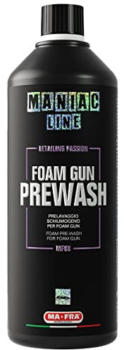 MAFRA Maniac Car Detailing Line, Foam Gun Prewash, Prelavaggio Schiumogeno Potente e Sicuro, Ideale per Lavaggio Auto con Foam Gun, Pulisce, Lucida e Protegge Le Superfici Esterne, Formato da 1000ml