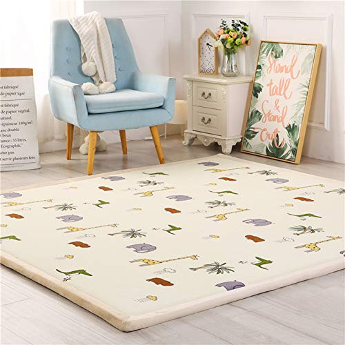 Spielmatte Baby Teppich, 2cm Dicke, Faltbare Baby Krabbelmatte Bodenmatte, Spielteppich rutschfest für Babyzimmer, Spielzimmer, Beige, 150x200cm