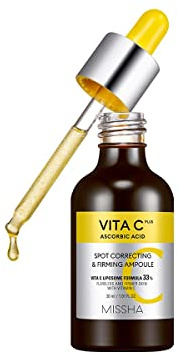 MISSHA - Ampolla Correctora de Manchas y Reafirmante Vita C Plus | Ilumina y Reduce Manchas Oscuras | Mejora Textura de la Piel, Natural, 30 ml