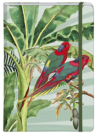 Clairefontaine 115771C - Jungle harmony, Notizbuch mit festem Einband DIN A5, 14,8x21cm, 48 Blatt liniert, 90g, mit Gummizugverschluss, Motive sortiert, 1 Stück