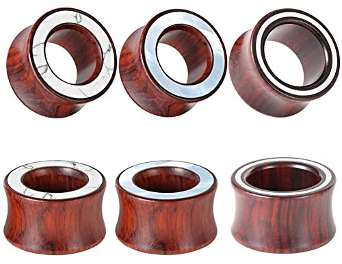 TBOSEN 3Pairs Sets Sandelholz Messgeräte Holztunnel Holz Ohrstöpsel Ohrringe Körperschmuck Stretching Tapers Expander 0g-1 in 8mm-25mm(8mm)