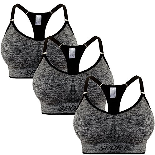 Libella Donne Reggisegno Push Up Bustier Sostegno Forte Imbottito Senza Cinturino Fitness Top di Sport 3714 Grigio L/XL