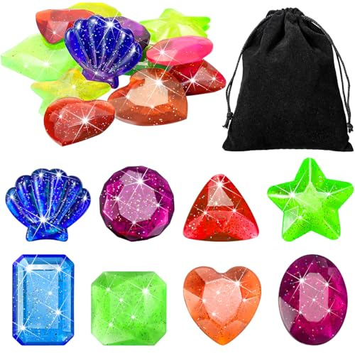 Zhanmai 16 Pcs Diving Gems Bath Toys Pool Sinking Diving Toys Crystals Summer Underwater Diamond for Kids Underwater Gemstone Swimming Training Gift Water Pool Games
