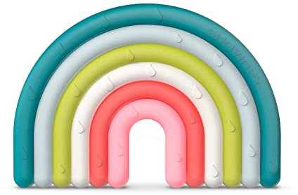 SUAVINEX Mordedor de Silicona para Bebés +0 Meses. Anillo de Dentición Flexible y Ligero. Diseño Arcoiris. Multicolor (401432)