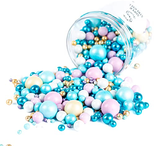 Super Streusel MeeresBlubb - XL Knusperkugeln Blau, Tortendeko (190g) | Blaue Schokoladenkugeln für Unterwasser Motto Tortendeko, essbare Kuchendeko für Muffins & Cupcakes