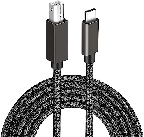 USB C Printer Cable Printer Cable Type B 2.0 Braided Data Lead for HP Epson Canon printer Scanner USB Type C cable Compatible with MacBook Pro iMac XPS Acer ASUS laptops (USB C)