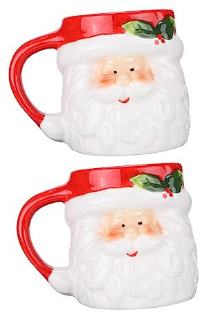 BESTonZON 2stücke Teiliges Keramiktassen Mit Santa-motiv Kleine Ergonomischer Griff Großer Langlebig Und Geeignet Für Festliche Weihnachtsfeiern Geschenk