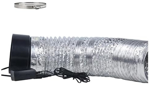 SPUZZO Exhaust Booster Fan,High Speed 3600r/min 4 Inch Inline Duct Ventilation Fan 4W HVAC Duct ​Fans with 20 Feet Non-Insulated Flex Aluminum Ducting for Window Bathroom