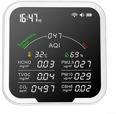 Monitor Qualità Dell'aria 10 In1 Wifi Indoor Tester Qualità Dell'aria Monitor Temperatura Sensore PM2.5 HCHO/C6H6/TVOC/AQI