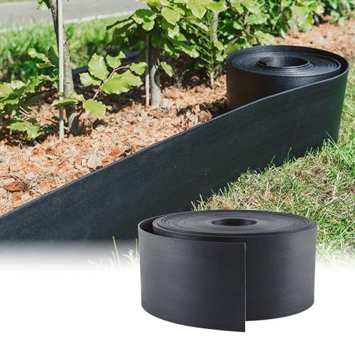 Rori Bordo per prato nero, rotolo da 10 m, in plastica, flessibile, bordatura per prato, bordatura per aiuole, lunga durata, bordi per prato, altezza 15 cm