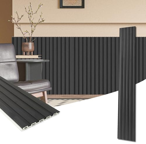 Art3d WPC Wainscoting Panels, 16-Pack 48 x 6 Inch 3D Wall Accents for Interior Wall Decor, Living Room, Bedroom, Black