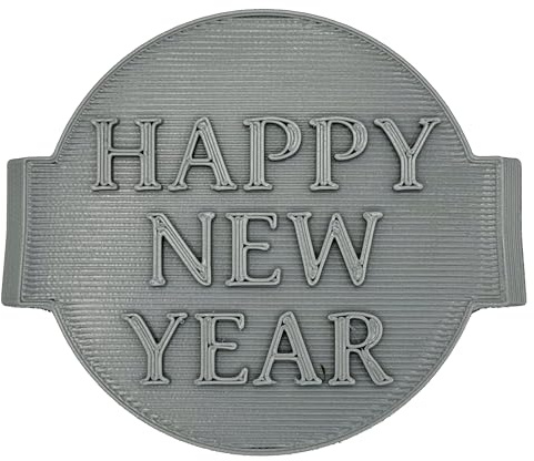 The Cookie Factory Keksstempel mit Aufschrift Happy New Year, 6 cm, für Backen, Zuckerguss, Fondant, Kekse, Cupcakes, Dekoration, hergestellt in Großbritannien
